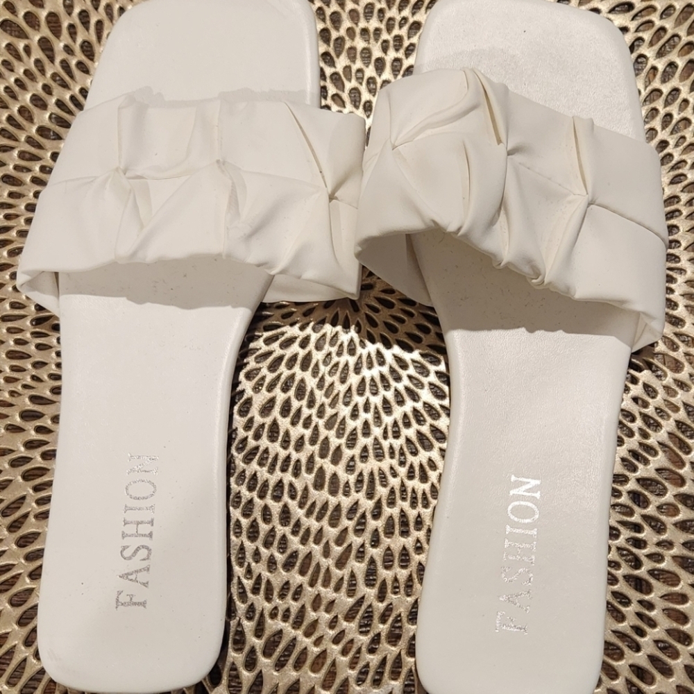 SHEIN White Padded Slide Sandals Square Toe EU 40 US 9